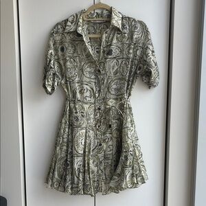 Zara Olive and Cream Patterned Dress